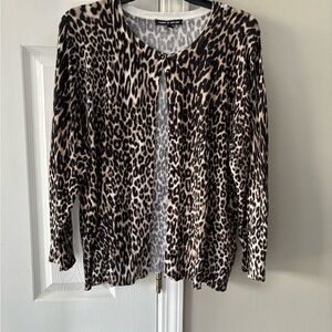 Cable & Gauge Leopard Print Cardigan